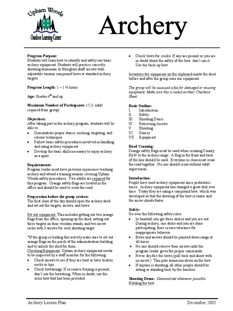 Archery Lesson Plan
