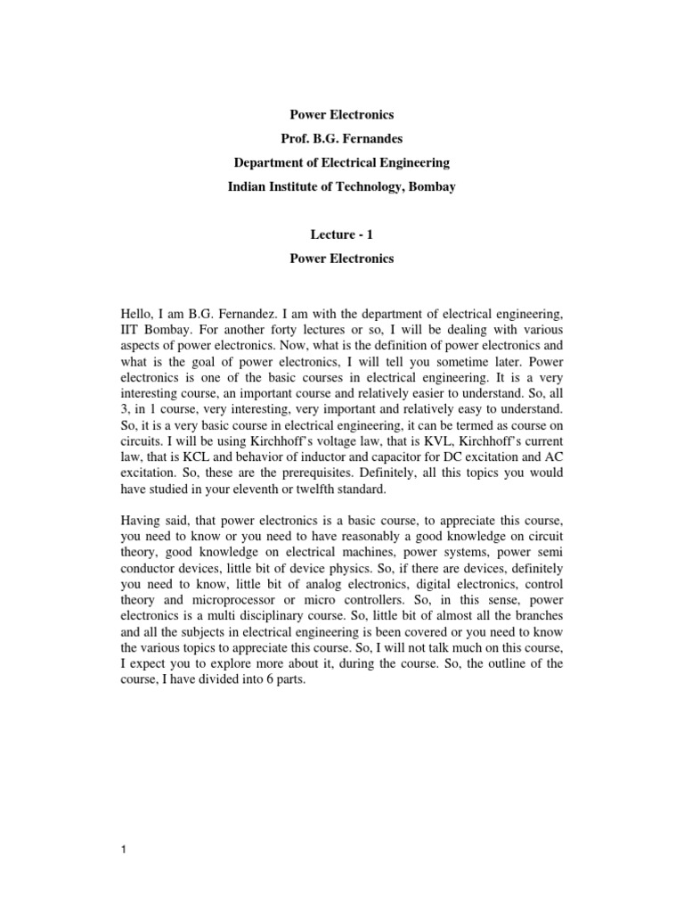 Introduction to Power Electronics Course | PDF | Electronics | Physics