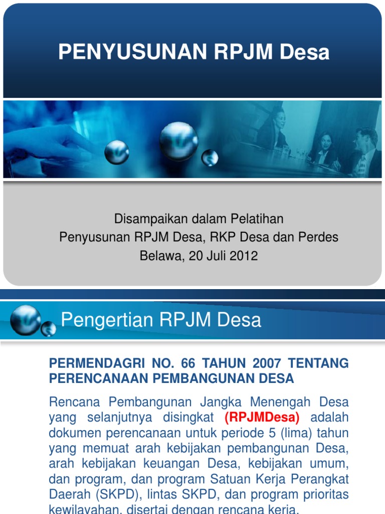 PRESENTASI PENYUSUNAN RPJMDes