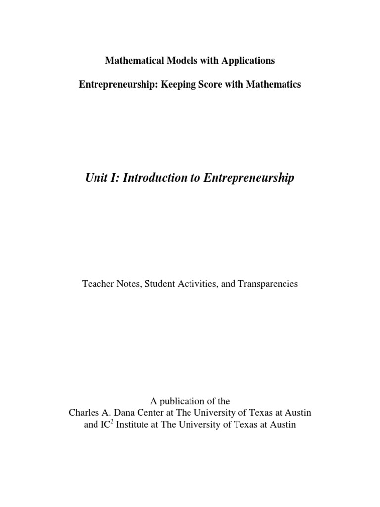 Mathematical Model | PDF | Entrepreneurship | Corporations
