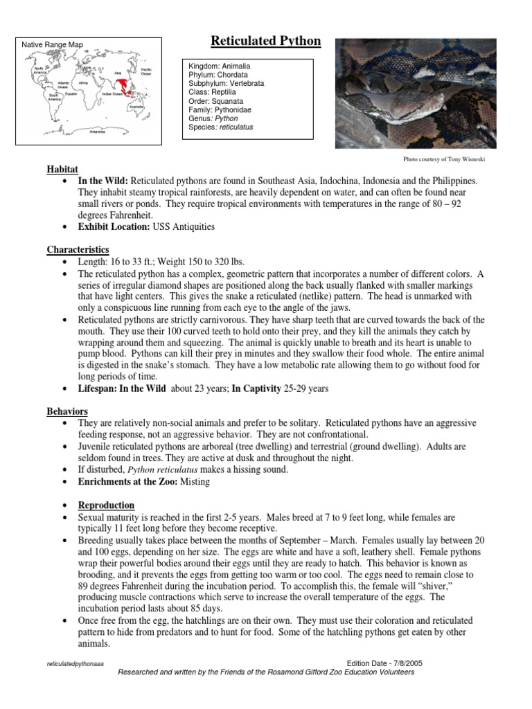 Reticulated Python: Native Range Map | PDF | Egg | Snake
