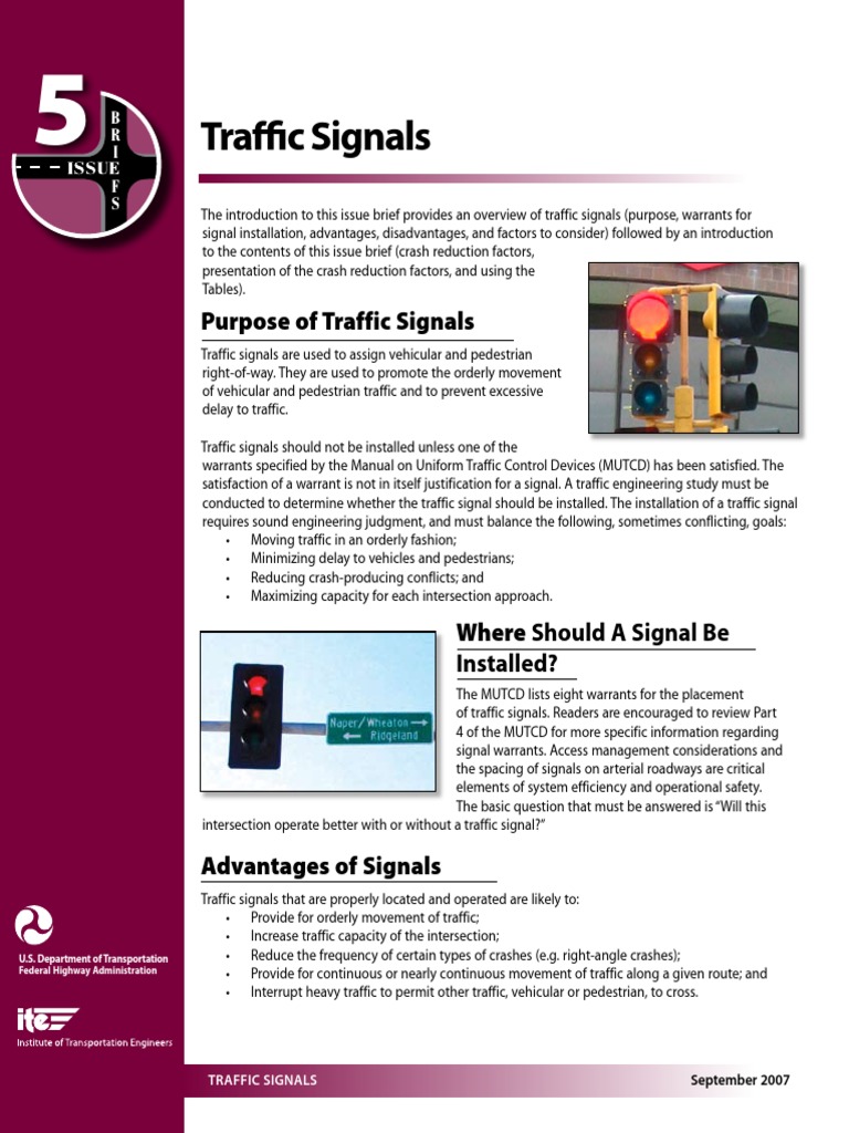 Traffic Signals Issue Brief | PDF | Traffic | Traffic Light