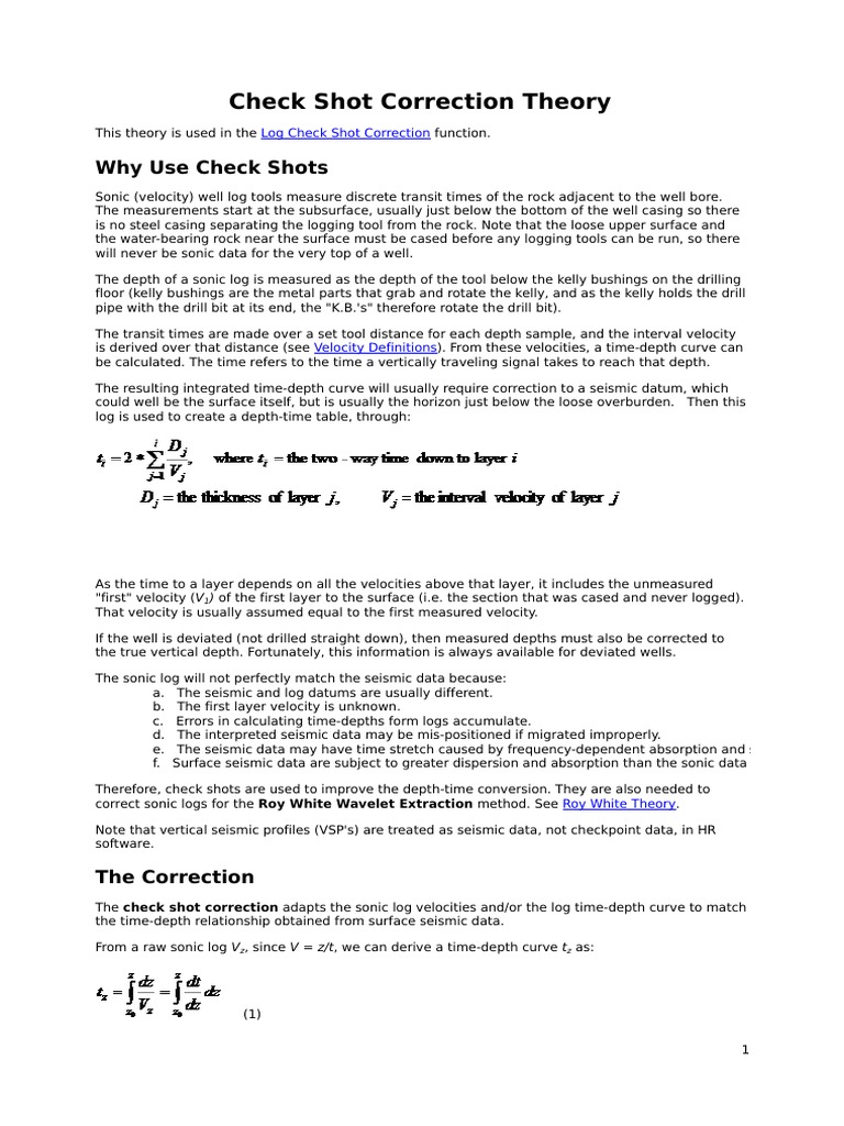 Check Shot Correction in Sonic Logs | PDF | Interpolation | Spline ...