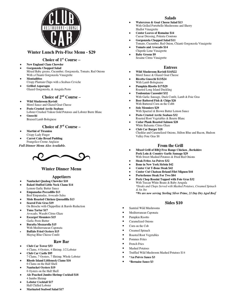Club Car Menu PDF French Fries Salad