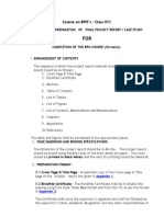 Format for BPO Projet Report 2008