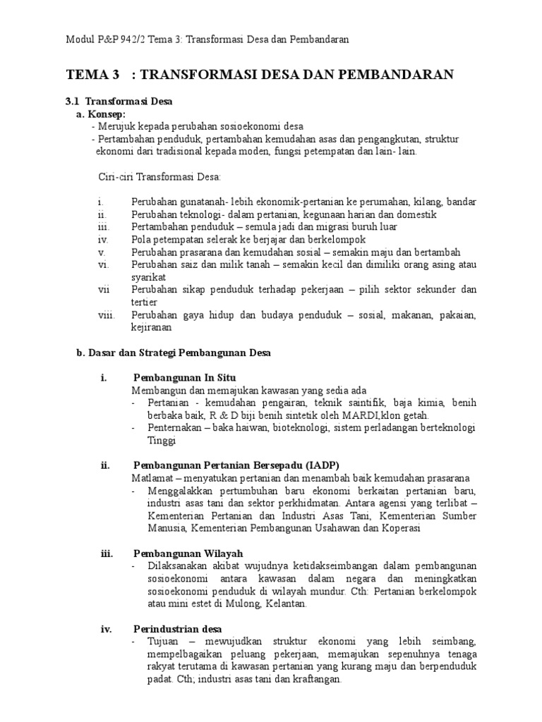 Modul P P Geografi Stpm Tema 3 Transformasi Desa Dan Pembandaran Edited Pdf