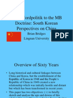 From Nordpolitik To The MB Doctrine: South Korean Perspectives On China