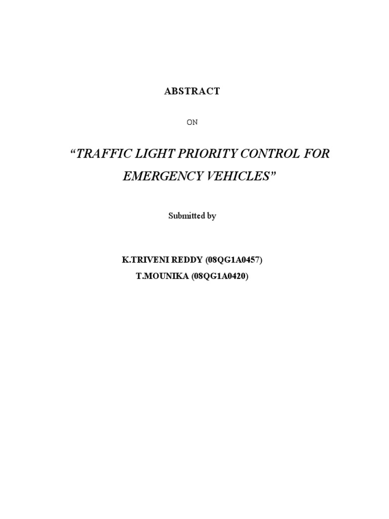 Emergency Vehicle Traffic Light Priority | PDF | Traffic | Traffic Light