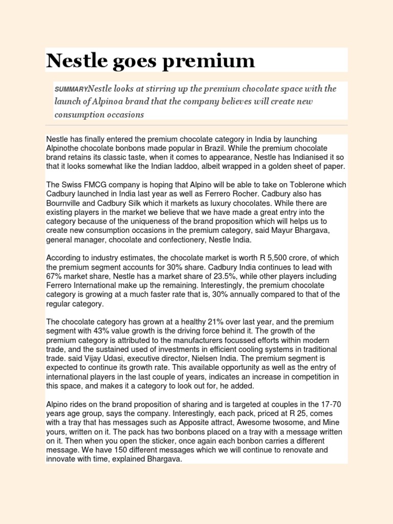 Nestle Premium Chocolate Market Strategy | PDF | Nestlé | Chocolate
