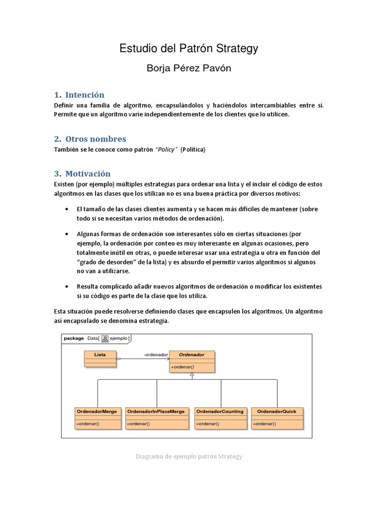 Estudio del Patrón de Diseño Strategy | PDF | Gestión de tecnología de ...
