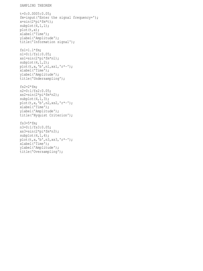 Dsp Matlab Program