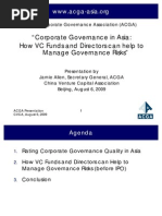 Download Corporate Governance in Asia - How VC Funds and Directors Can Help to Manage Governance Risks 6-August-2009 - Asian Corporate Governance Association by AsiaBuyouts SN19163292 doc pdf