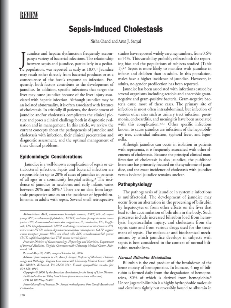Sepsis Induced Cholestasis PDF Sepsis Lipopolysaccharide