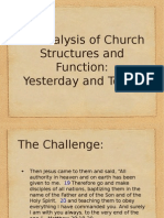 An Analysis of Church Structures and Function: Yesterday and Today