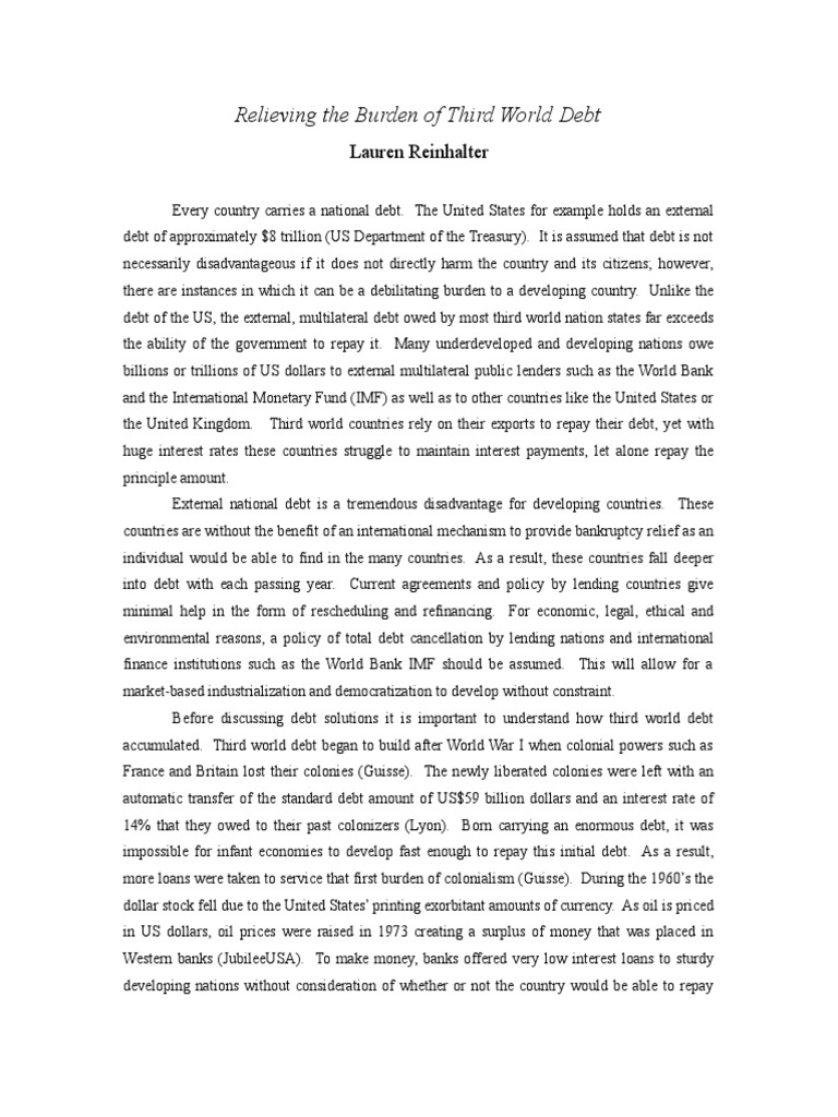 Relieving The Burden of Third World Debt | PDF | Debt Relief | Debt