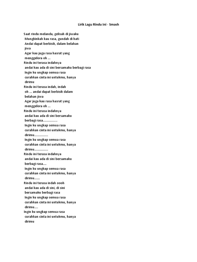 Lirik Lagu Rindu Ini Pdf