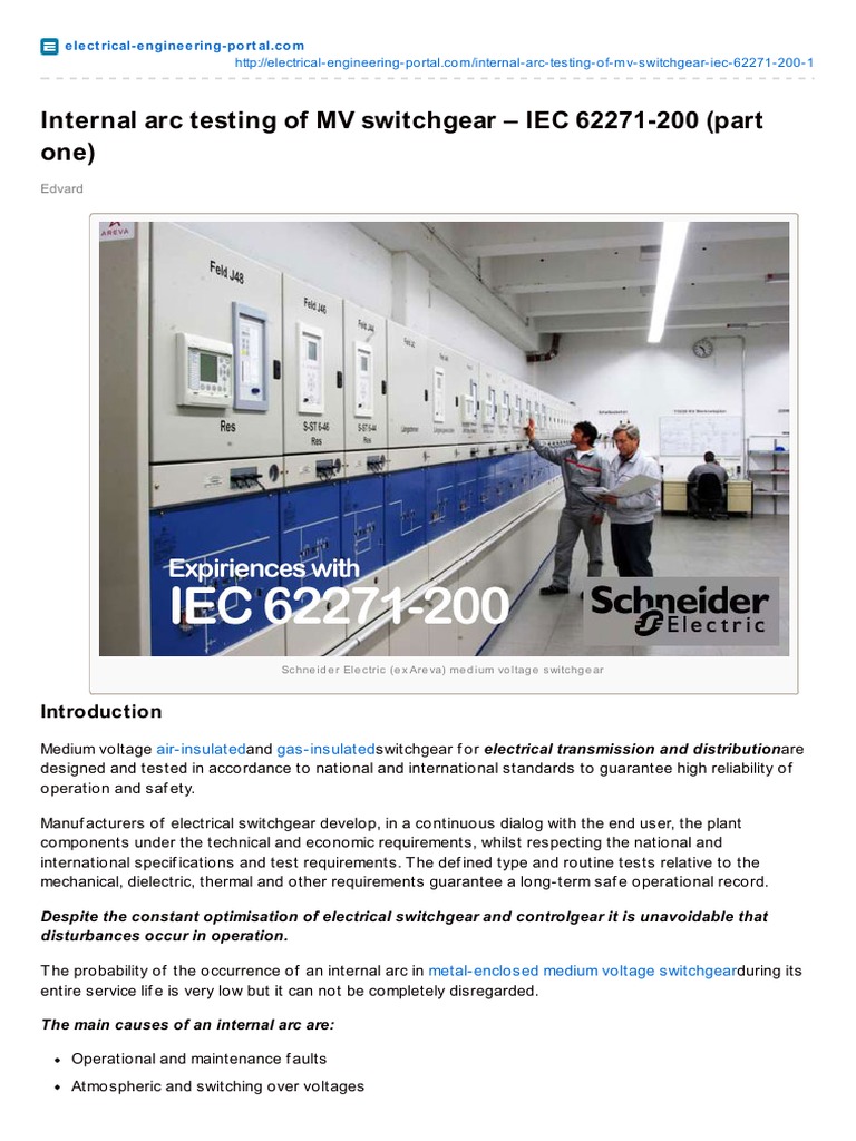 Internal Arc Testing of MV Switchgear | PDF | Electric Arc | Power ...