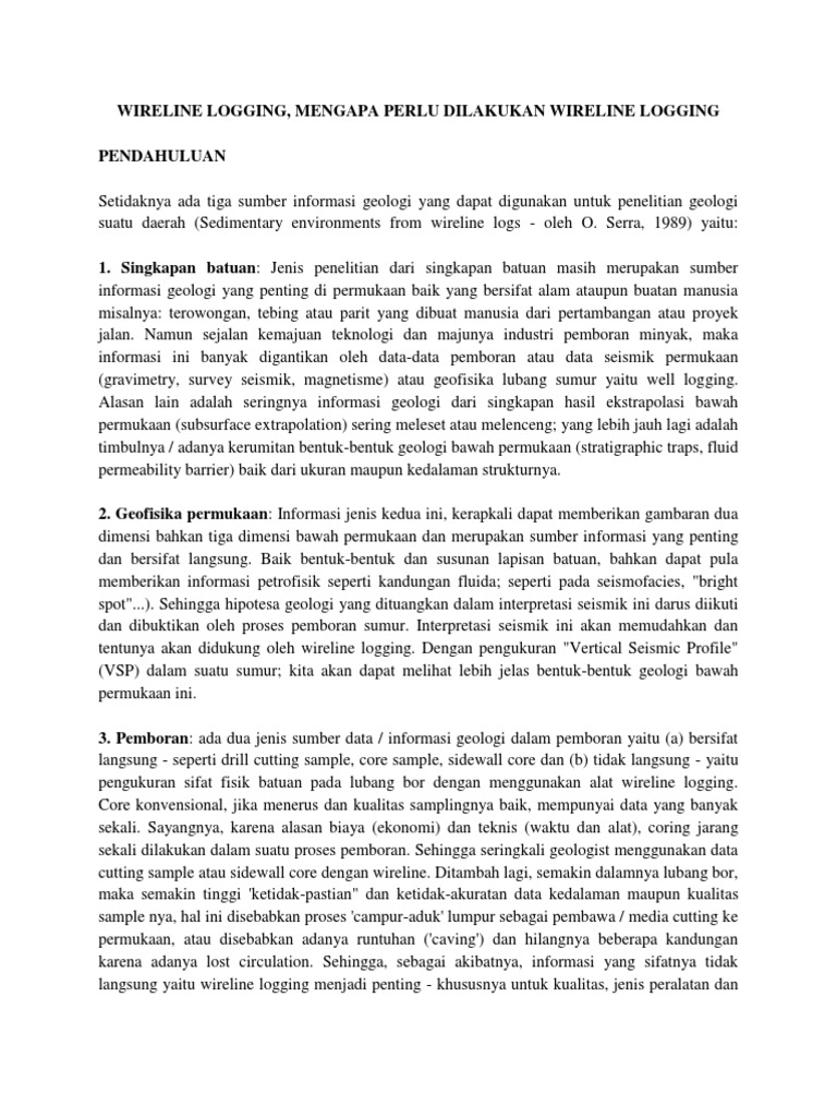 Pentingnya Wireline Logging dalam Geologi | PDF
