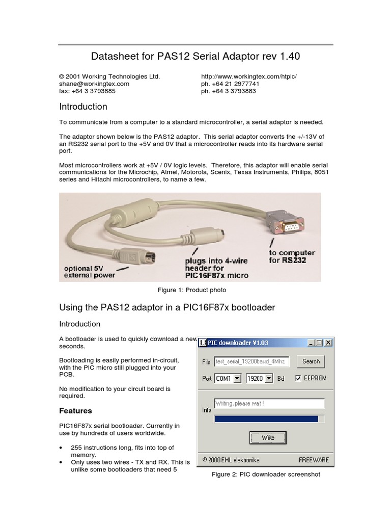 PAS12 Serial Adaptor Datasheet | Electrical Connector | Pic Microcontroller