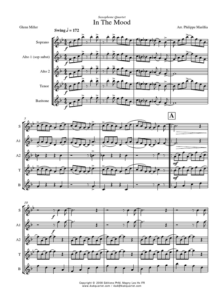 In The Mood Tenor Saxophone Music Production