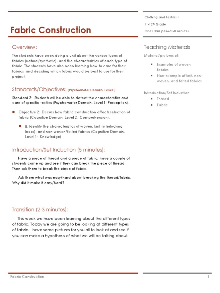 Conceptattainment-Fabric Construction | PDF | Textiles | Nonwoven Fabric