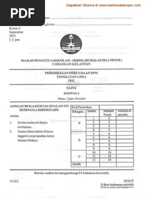 Soalan Sains Kertas 2 Percubaan Spm Kelantan 2011 Pdf