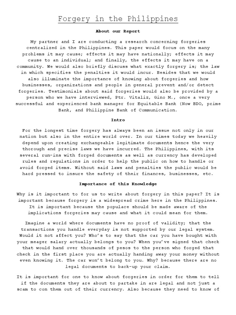 Understanding Forgery in the Philippines | PDF | Forgery | Crime & Violence