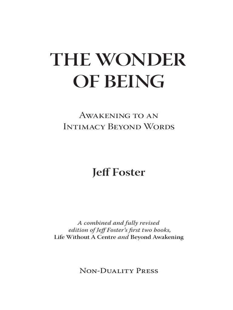 Wonder of Being Preview Jeff Foster Combined Books | PDF | Nothing | Tao