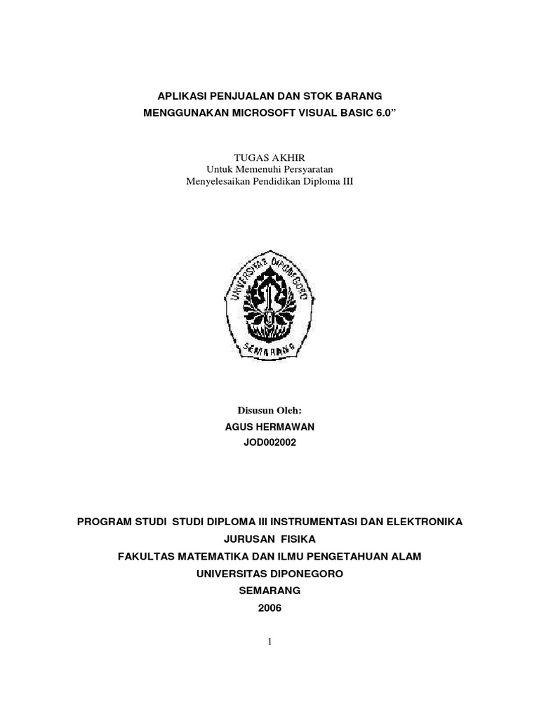Program Penjualan Dan Stok Barang Dengan Vb