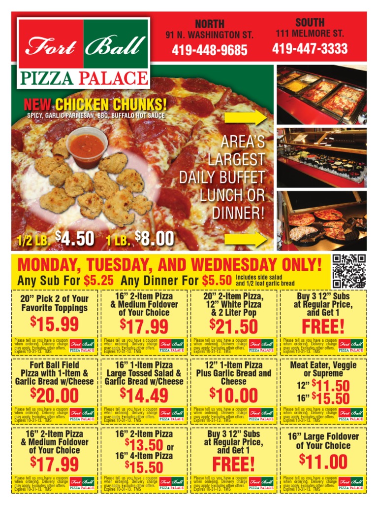 Fort Ball Pizza Palace Coupons Tiffin PDF Pizza Coupon