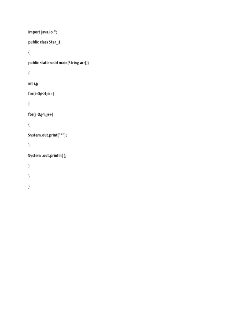 Java Star Pattern Program | PDF