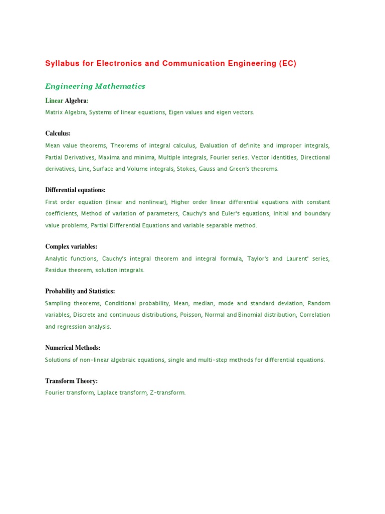 EC Engineering Syllabus Overview | PDF | Electronic Circuits | Mosfet