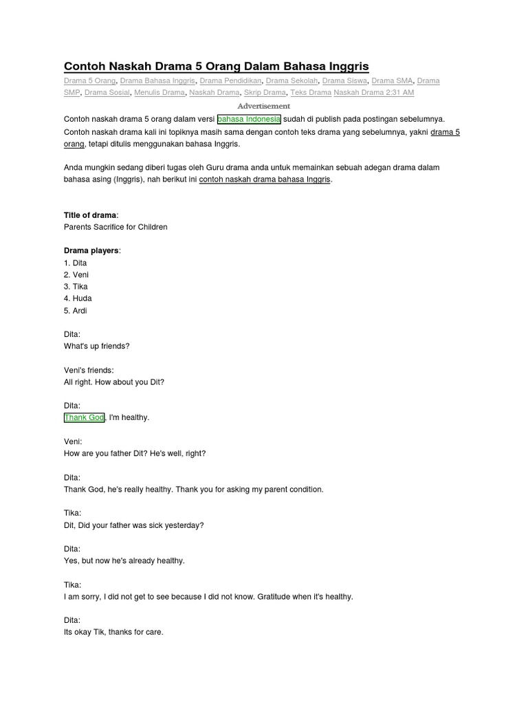 Teks Drama Bahasa Inggris Singkat Untuk 3 Orang Braderva Doceinfo Teks Drama Bahasa Inggris Singkat Untuk 3 Orang Braderva Doceinfo