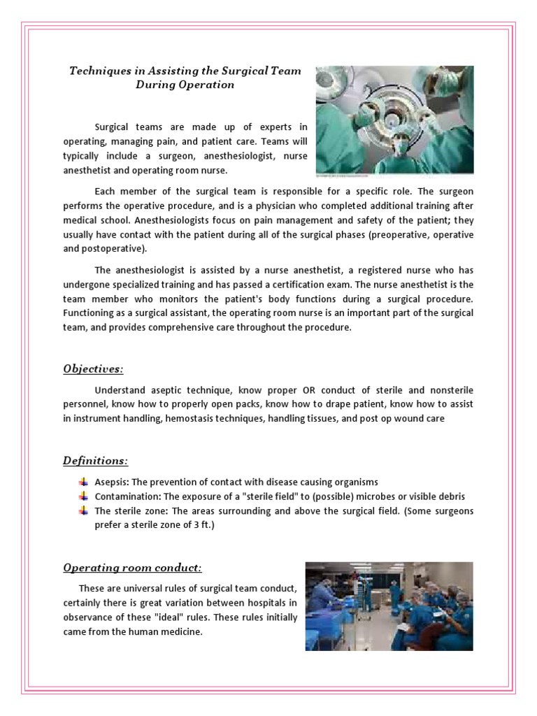 Techniques Team Anesthesiologist Surgery