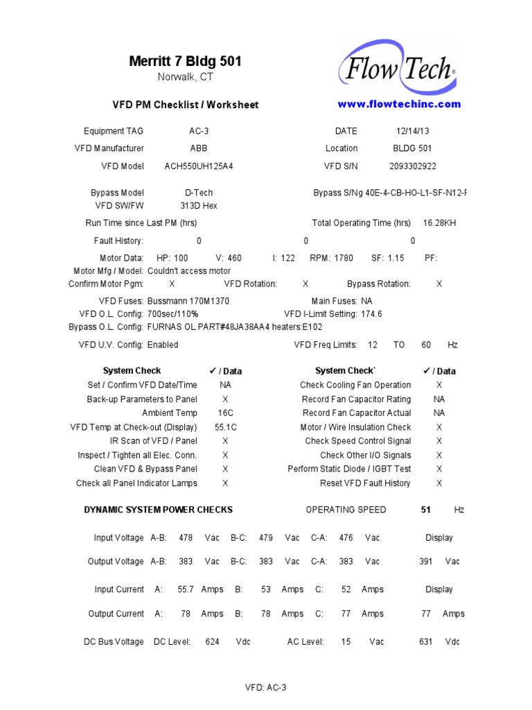 VFD AC-3 Parts and Maintenance Checklist | PDF