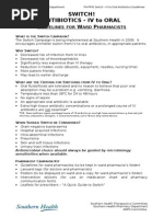 4.4 Antibiotics IV To Oral Switch Guidelines For Pharmacists Southern Health