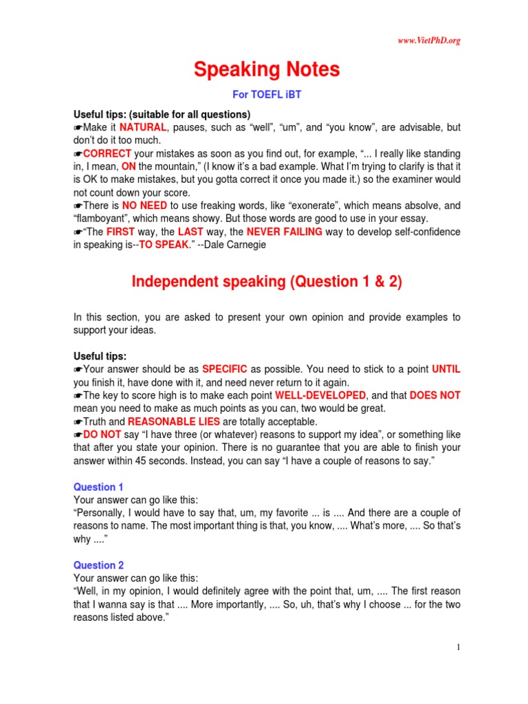 Speaking Notes | PDF | Career & Growth | Sports & Recreation