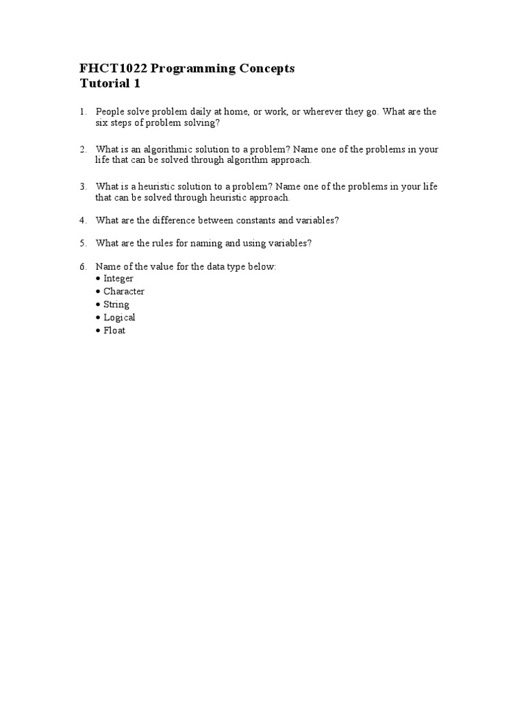 Programming Concepts: Problem Solving Steps | PDF | Computers