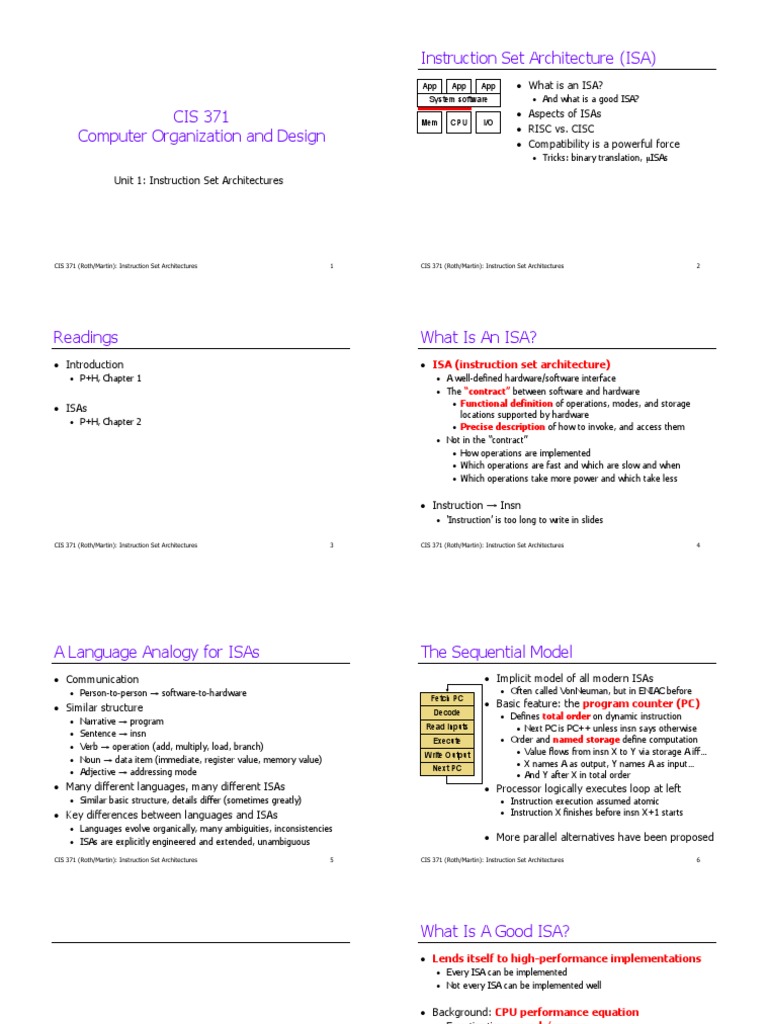Instruction Set Architectures | PDF | Computers
