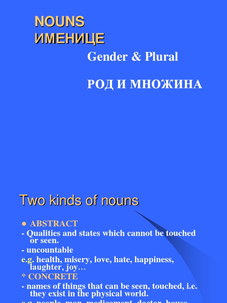 Noun Types, Gender, and Plural Forms | PDF | Noun | Grammatical Gender