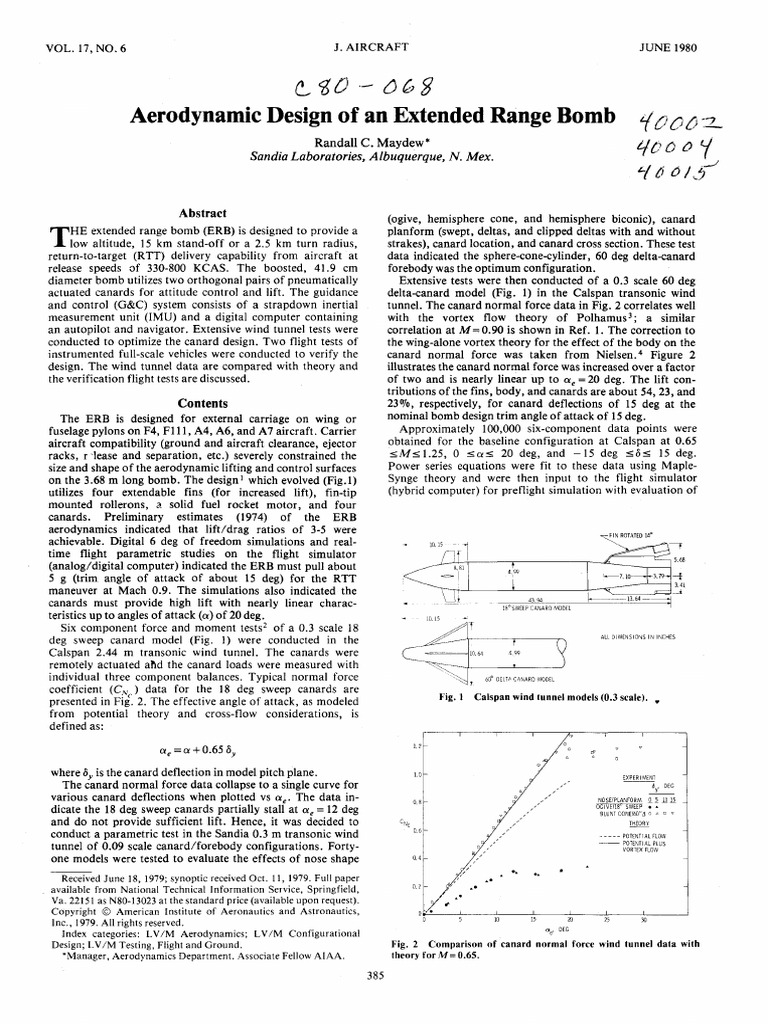 Aerodynamic Design of An Extended Range Bomb | PDF | Wind Tunnel | Aircraft