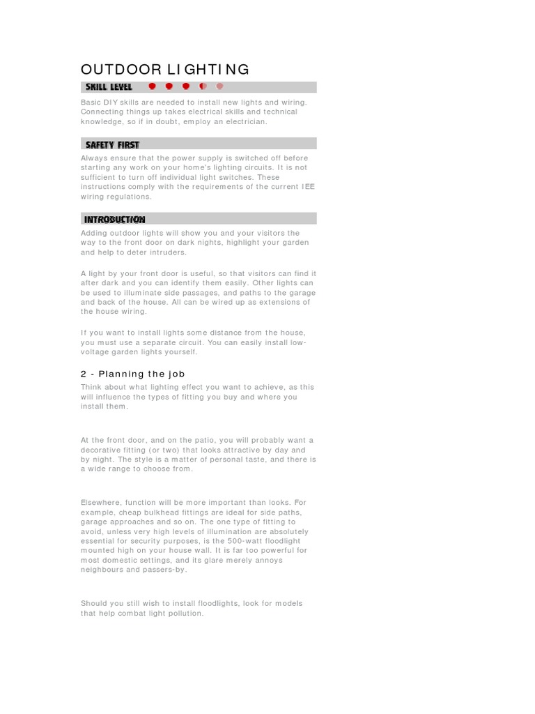Outdoor Lighting | PDF | Lighting | Electrical Wiring