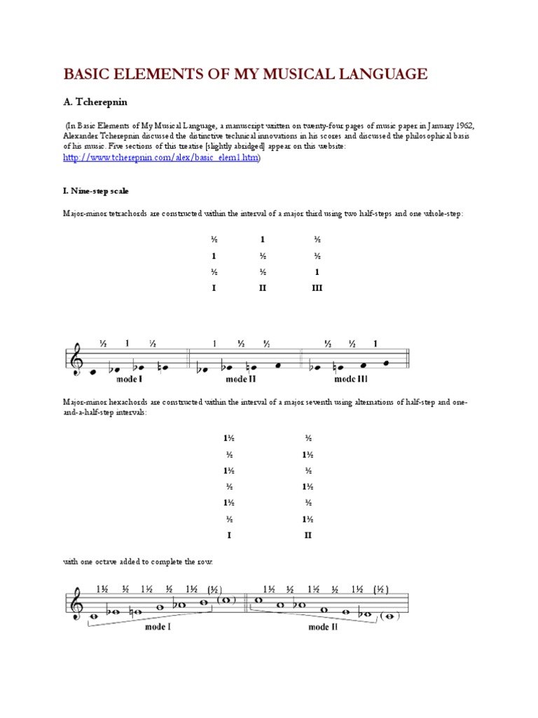 Tcherepnin's Nine-Step Scale Explained | PDF | Chord (Music) | Interval ...