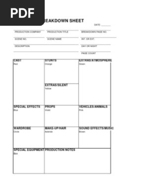 Breakdown Sheet