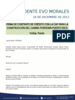 Discurso Del Presidente Morales en La Firma de Contrato Con La Caf Porvenir-puerto Rico 16-12-13