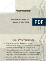 Goal Programming: D0104 Riset Operasi I Kuliah XXI - XXII