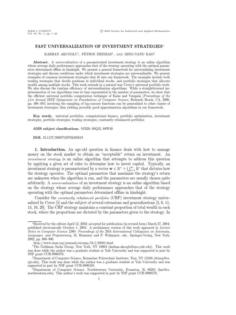 Universalizing Investment Strategies | PDF