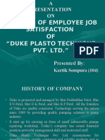 Reasons of Employee Job Satisfaction OF "Duke Plasto Technique Pvt. LTD."