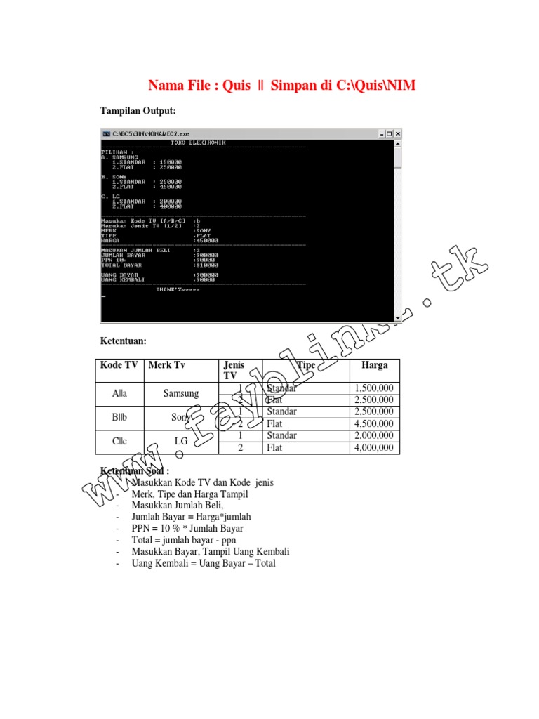 Borland C++ Quiz UTS SMT 1-A | PDF