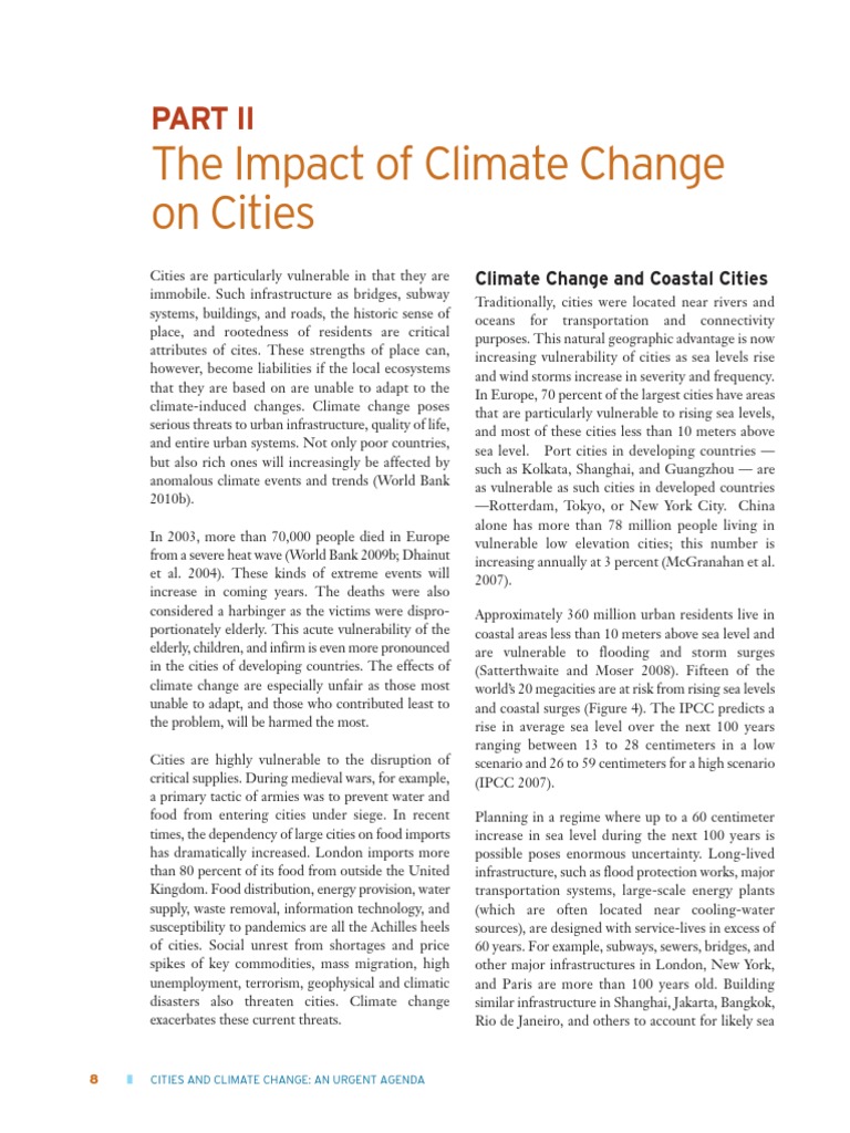 Climate Change Impact On Cities Pdf Climate Resilience Emergency